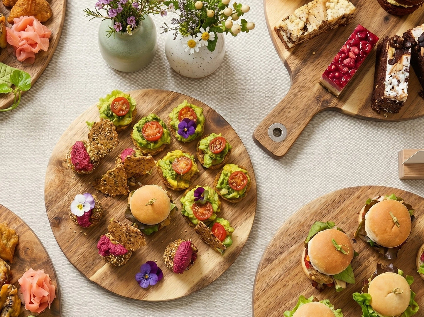 Crostini canapes from Double Dribble — crisp toasted crostini with fresh savoury toppings, priced per piece — office function & wedding catering in Christchurch