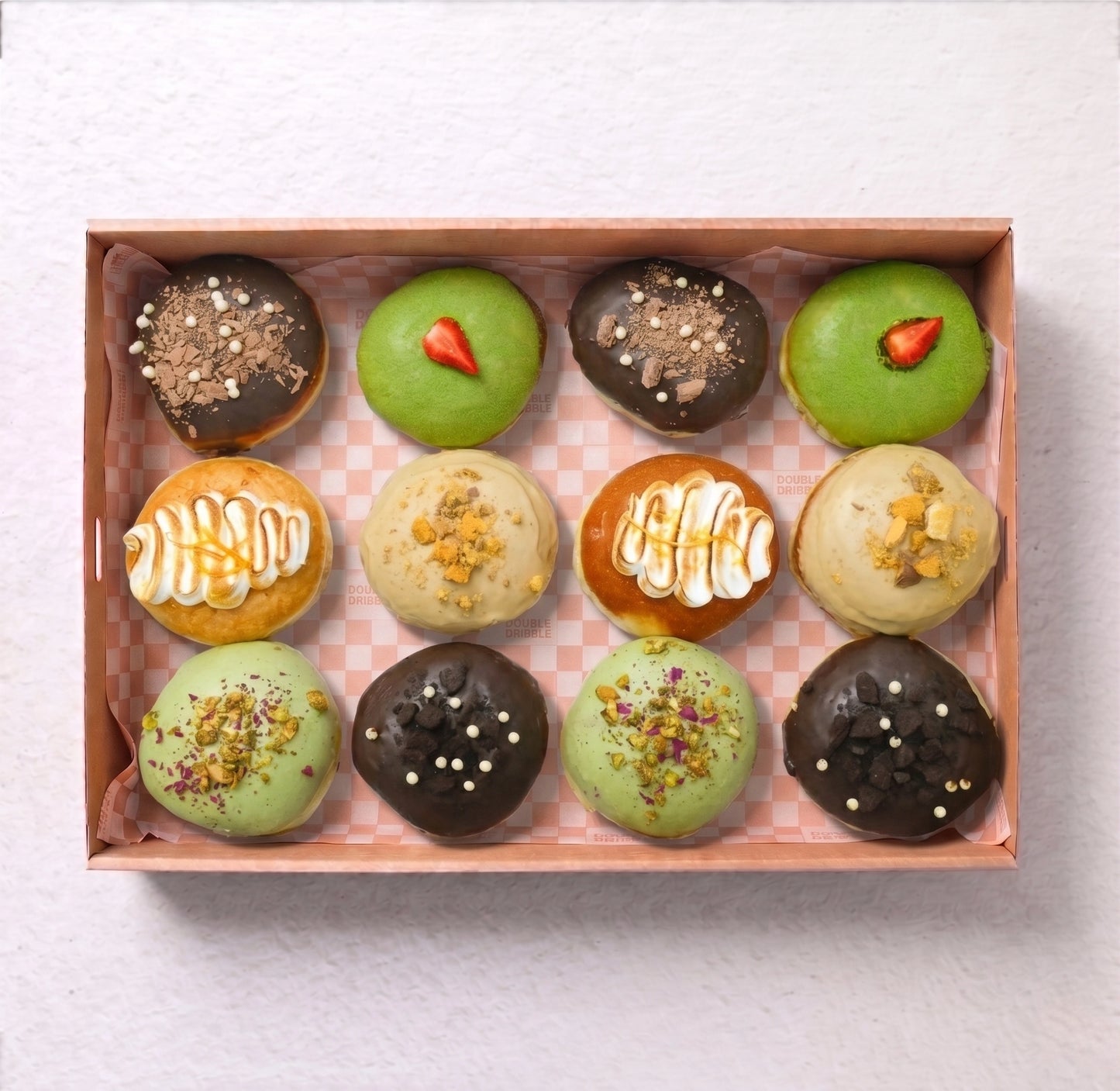6 Blue Moon Donuts from Double Dribble — a box of fresh, pillowy filled and glazed donuts — birthday, kids party and office morning tea catering in Christchurch