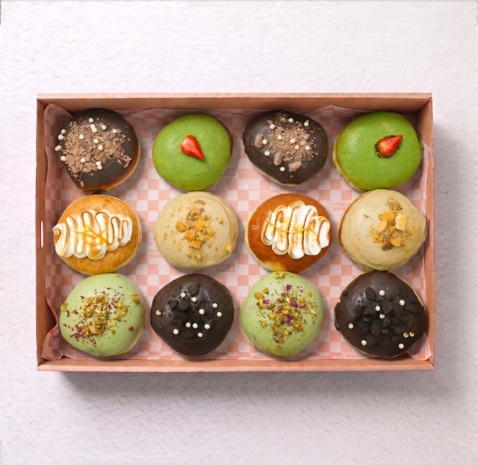 6 Blue Moon Donuts from Double Dribble — a box of fresh, pillowy filled and glazed donuts — birthday, kids party and office morning tea catering in Christchurch